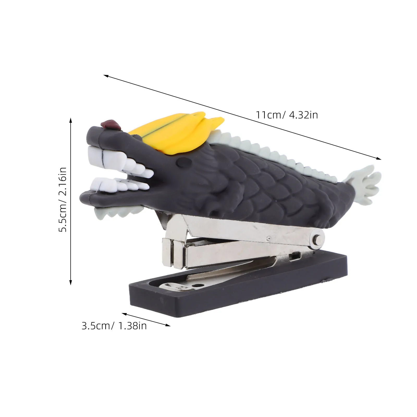 Simpatico mini cucitrice a forma di drago, forniture per ufficio portatili compatte, graffette in acciaio inossidabile per uso desktop degli studenti