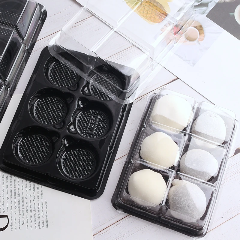 50pcs Plastic Suction Moon Cake Tray Box Holder Egg-Yolk Puff Cupcake Muffin Food Container Party Favor DIY Baking Packaging Box