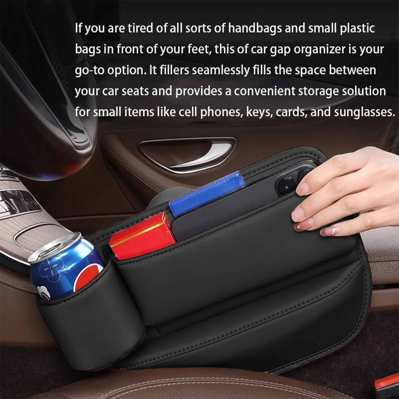 Car Seat Gap Storage Box Humanized Design Waterproof and Anti-Scratch Bag Suitable for Cell Phones Sunglasses