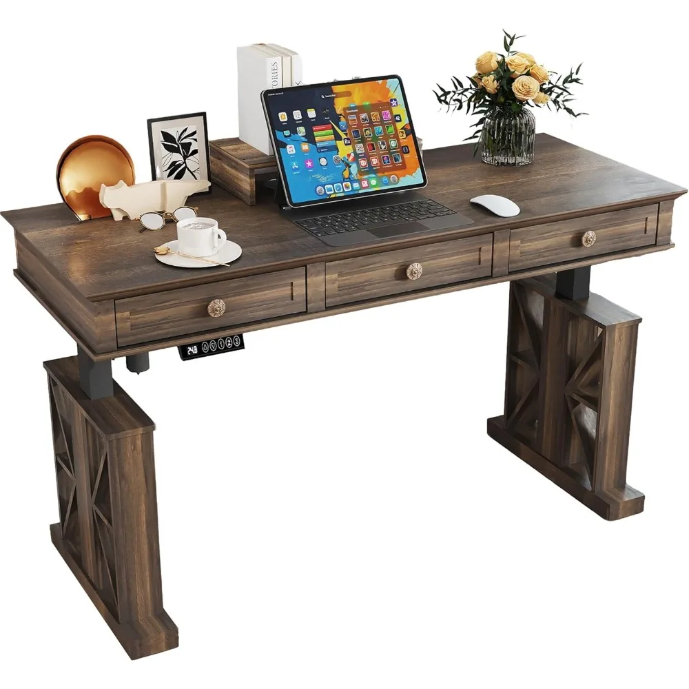 

Electric Standing Desk with Drawers, 51×20 Inch Adjustable Height, Stand Up Desk with Monitor Shelf, Sit Stand Home Office Desk