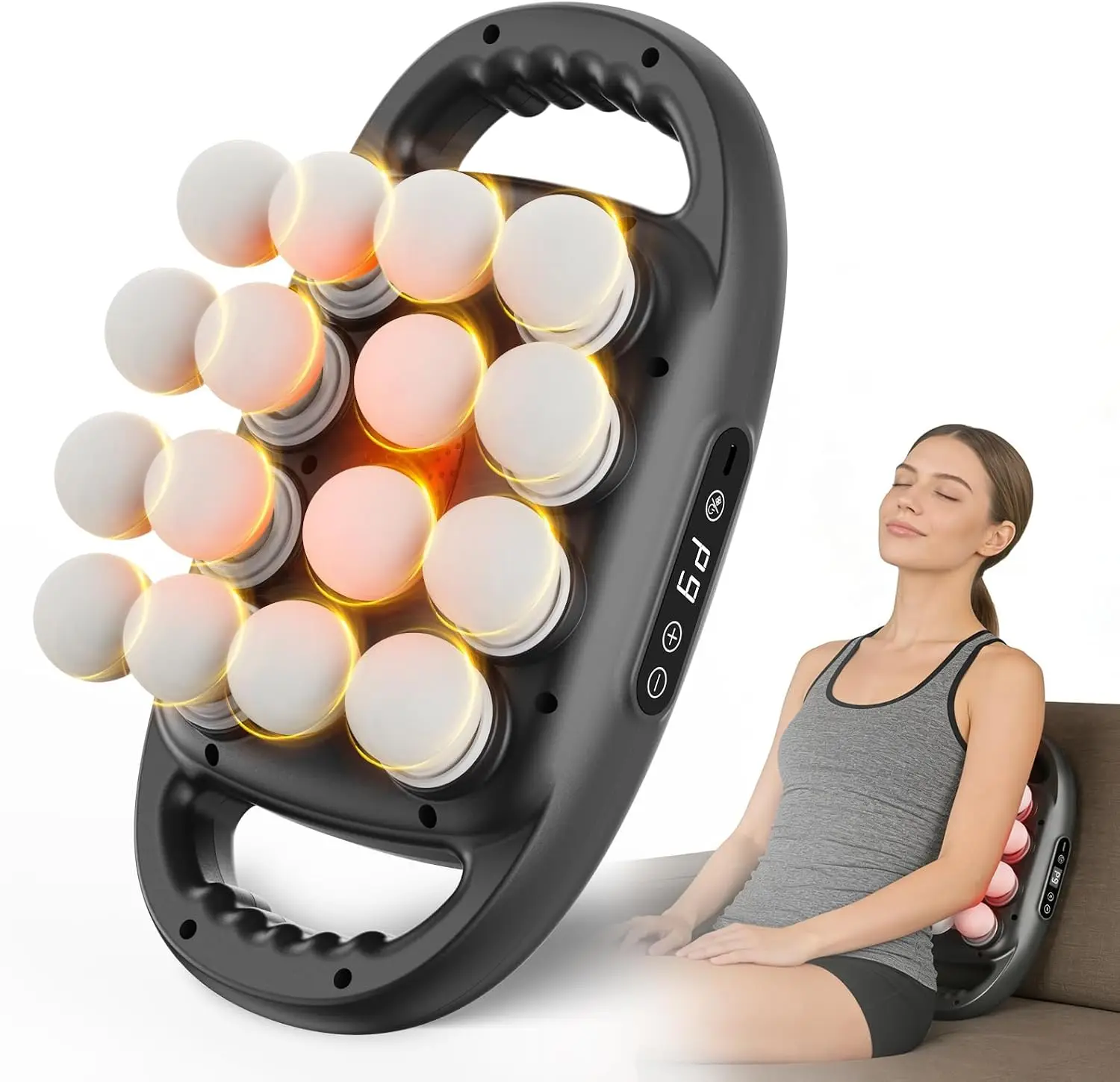 16 Head Massage Gun, Deep Tissue Percussion Massager with 9 Modes & 9 Speeds, Portable & Quiet for Athletes