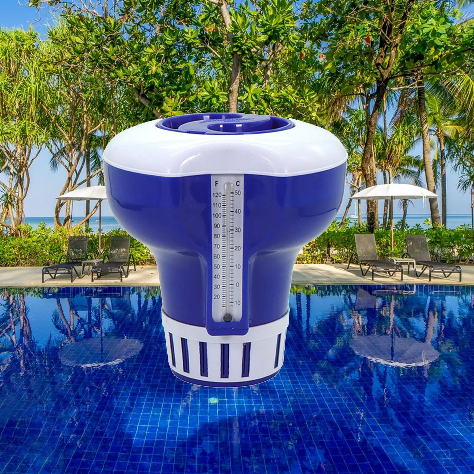 Floating Chlorine Dispenser with Thermometer Chlorine Bromine for Swimming Pool view 6