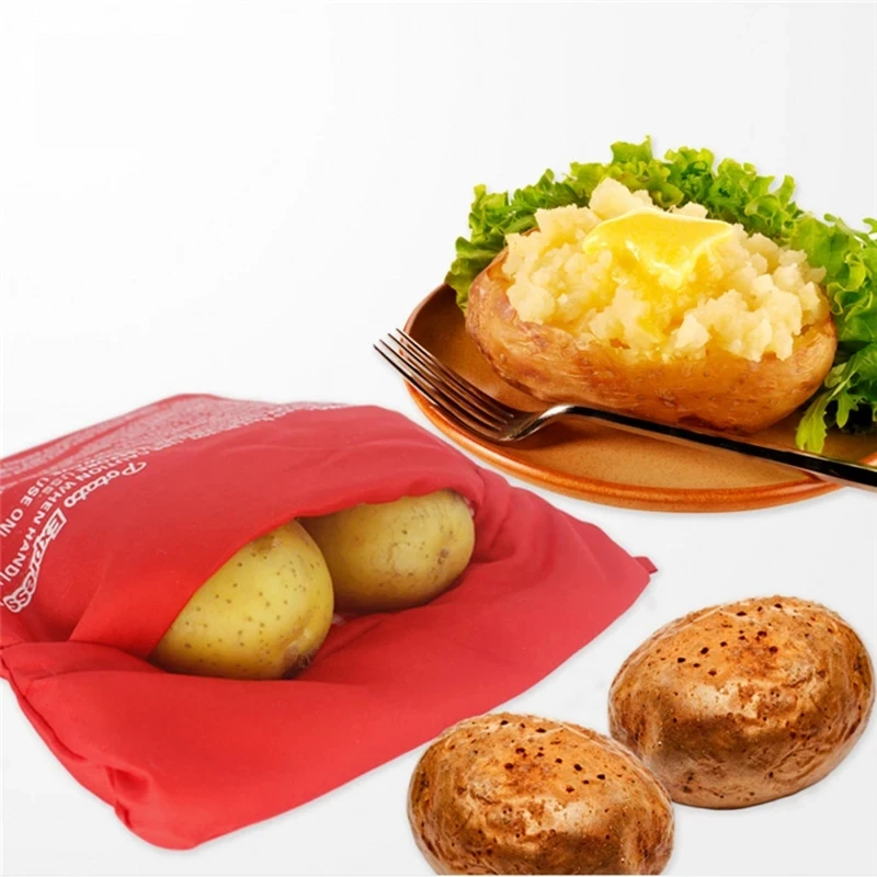 Bolsas Reutilizables Rojas para Cocinar Patatas, Maíz y Batata en Microondas, Herramientas para Calentar y Cocinar Patatas en Horno de Microondas