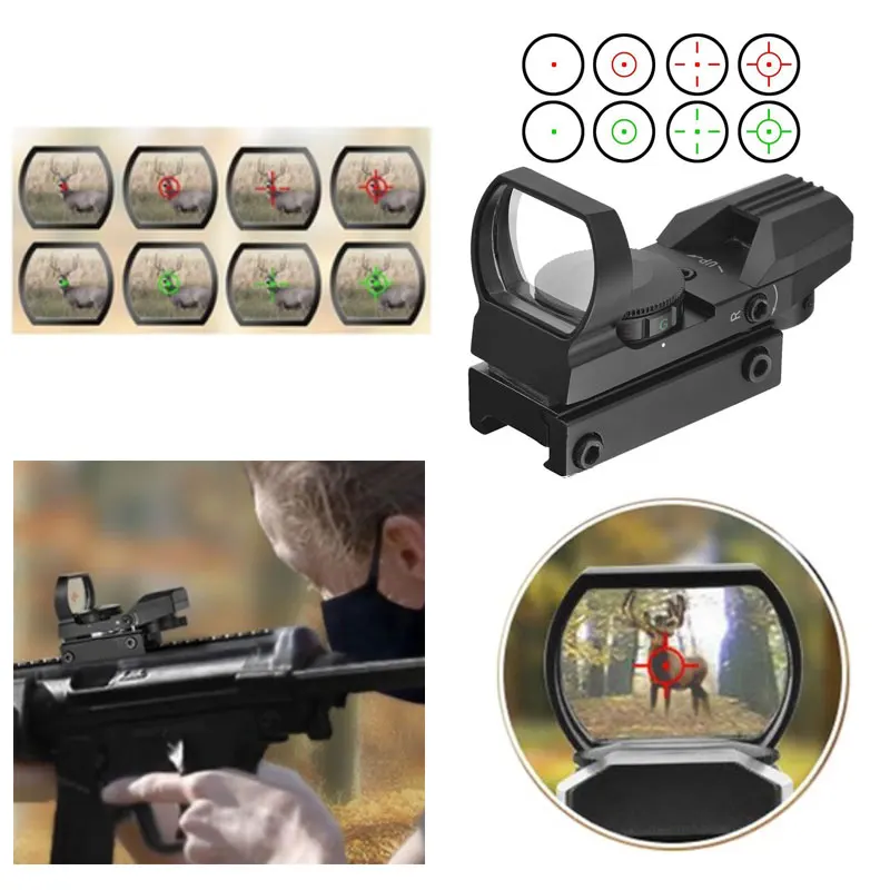 4 Reticle Optics Rifle Scope Red Green Circle Dot Sight Sniper Iron Airsoft Air Guns Duplex Crosshair