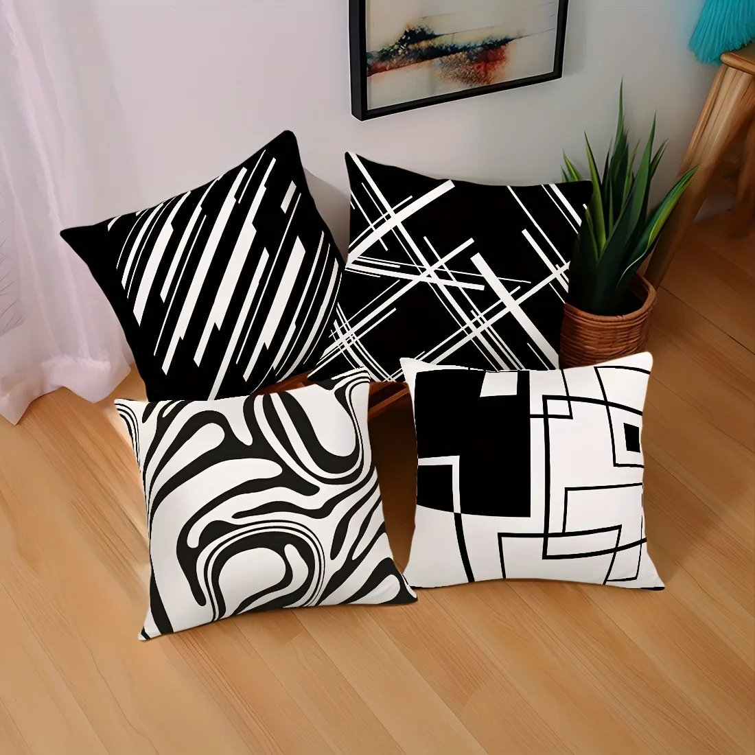 Line Geometric Decorative Pillow Cover Super Soft Polyester Material Living Room Sofa Back Car Pillow Cover Home Decoration