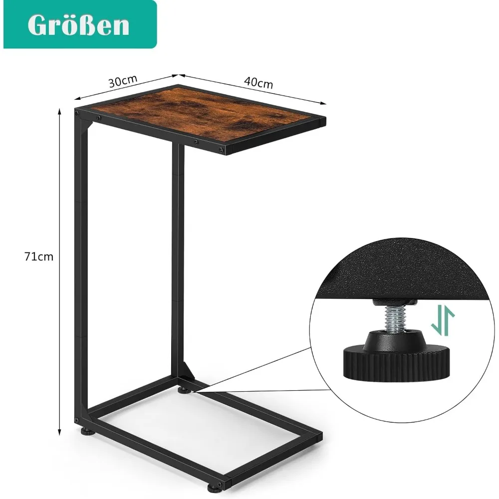 C-Shaped Mobile Coffee Table with Metal Frame and Wood Top Printer Shelf with Filing Cabinet,Industrial Design for Living Room