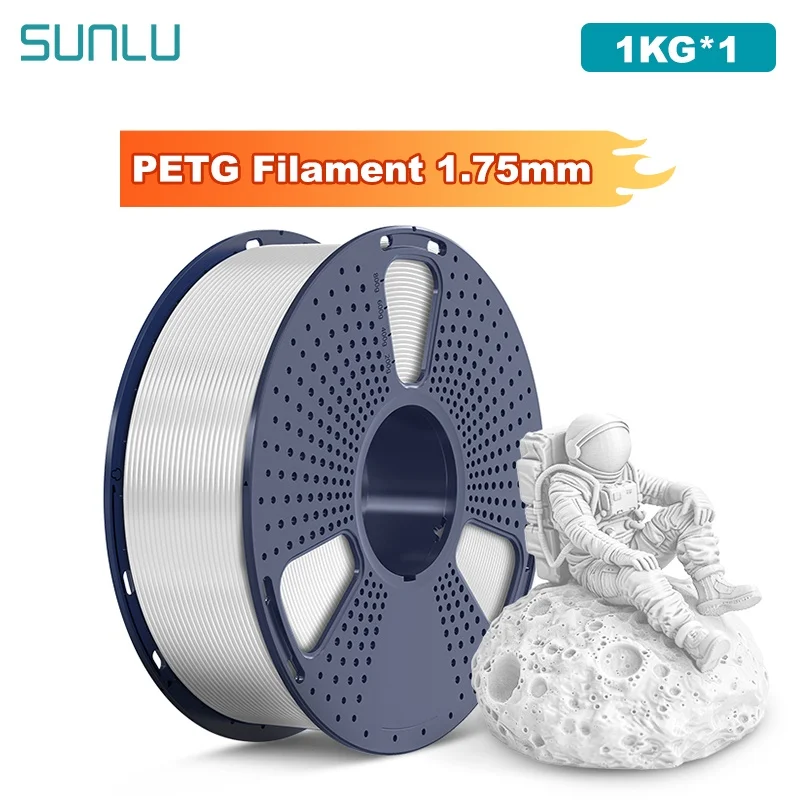 SUNLU 1KG PETG /Clear 3D Printer Filament 1.75mm 1000g Spool (2.2lbs) Neatly Arranged No Knot Filament Fit Most FDM Printer