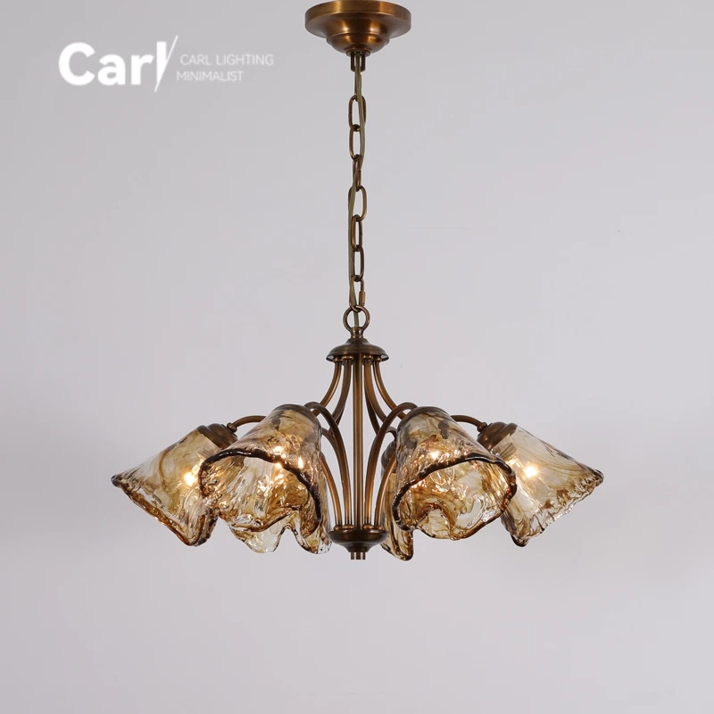 American Style Bedroom Pendant Light Retro and Simple Facing Downwards Low Rise Living Room Dining Room Glass Lighting Fixtures