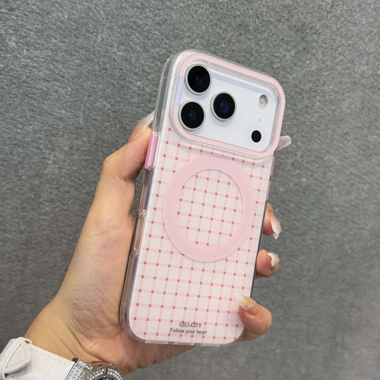 Casing INS Polka Dot 17 Pro Max Magnetic Fresh Grid Cover untuk iPhone 17 16 15 Pro Max 14 13 Magsafe Wireless Charging 17 Air Cases