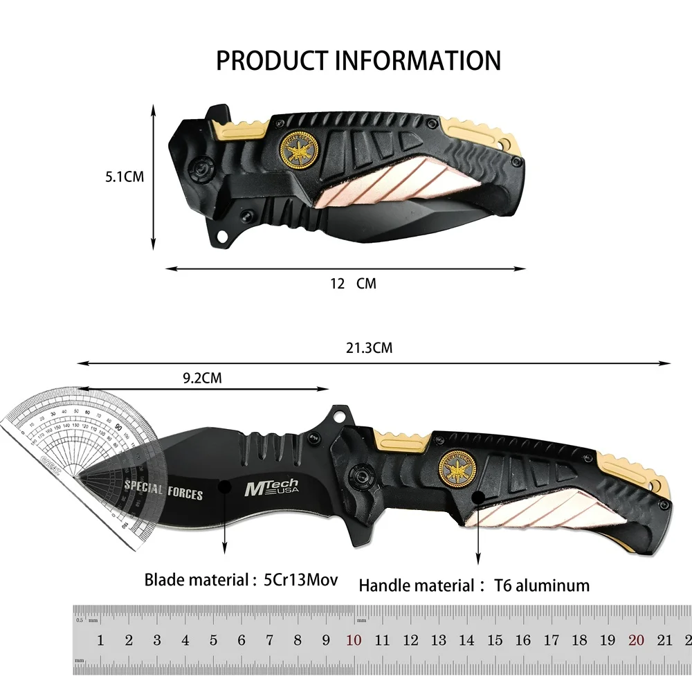 Mtech MT-A944 Folding Knife 5Cr13Mov Blade T6 Aluminum Handles Outdoor Camping Tactical Knives Utility EDC Tool for Man Gifts