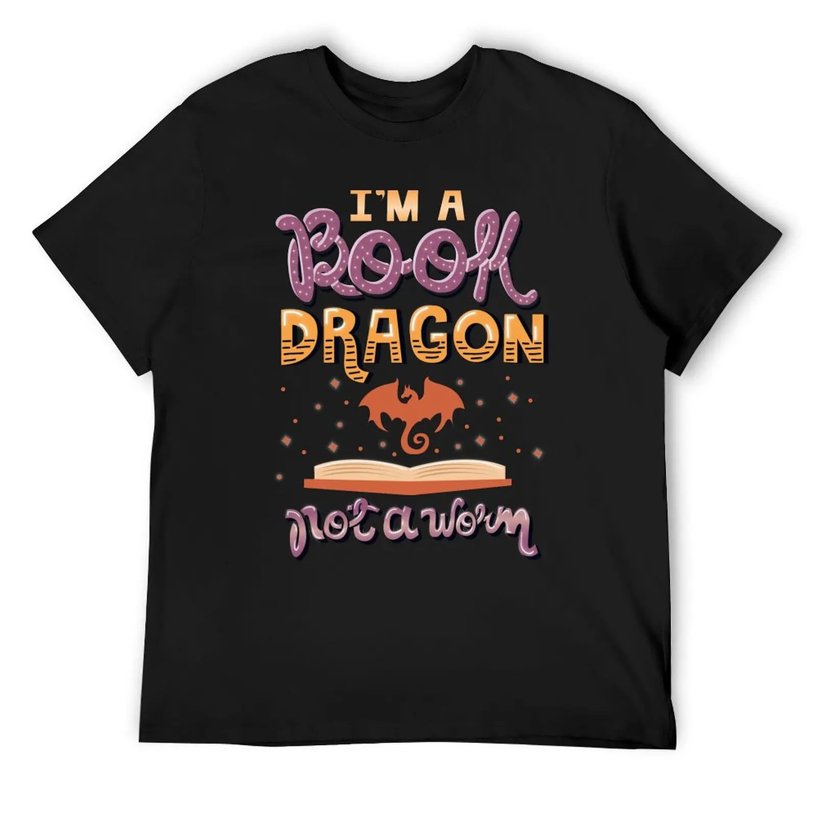 

Book Dragon, not a worm T-Shirt sweat animal prinfor boys summer clothes customizeds big and tall t shirts for men