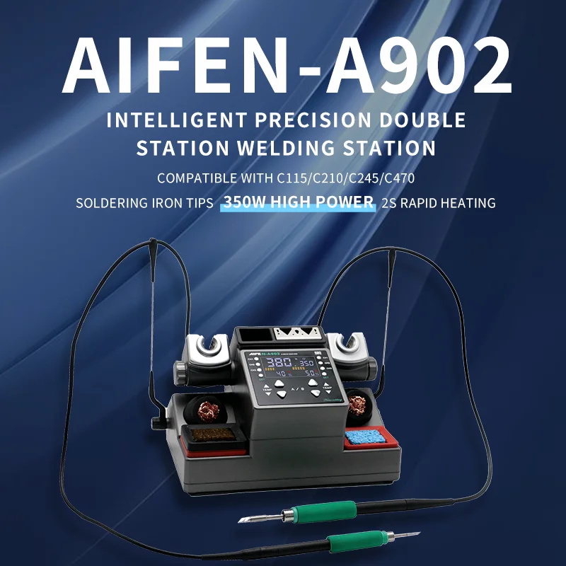 

AIFEN-A902 Intelligent Double Welding Station With C210/C115 C245 Electric Soldering Iron Station for Phone PCB Repair