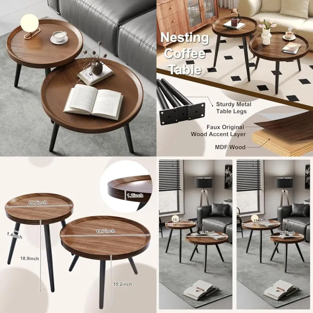 

Современный небольшой круглый журнальный столик середины века для гостиной, столы из орехового дерева, идеально подходящие для компактных помещений