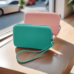 Borsa cosmetica di colore solido borsa portatile rettangolare in Silicone ad alta capacità portamonete borsa per cuffie borsa per piccoli oggetti borsa per cancelleria donna