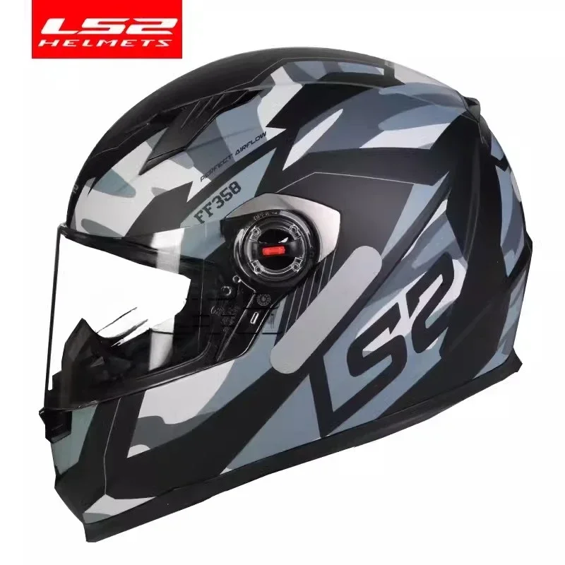 Original LS2 FF358 Motorcycle Helmet Casco ls2 Moto Full Face Casco Motocross Black White Casque Moto Capacetes LS2