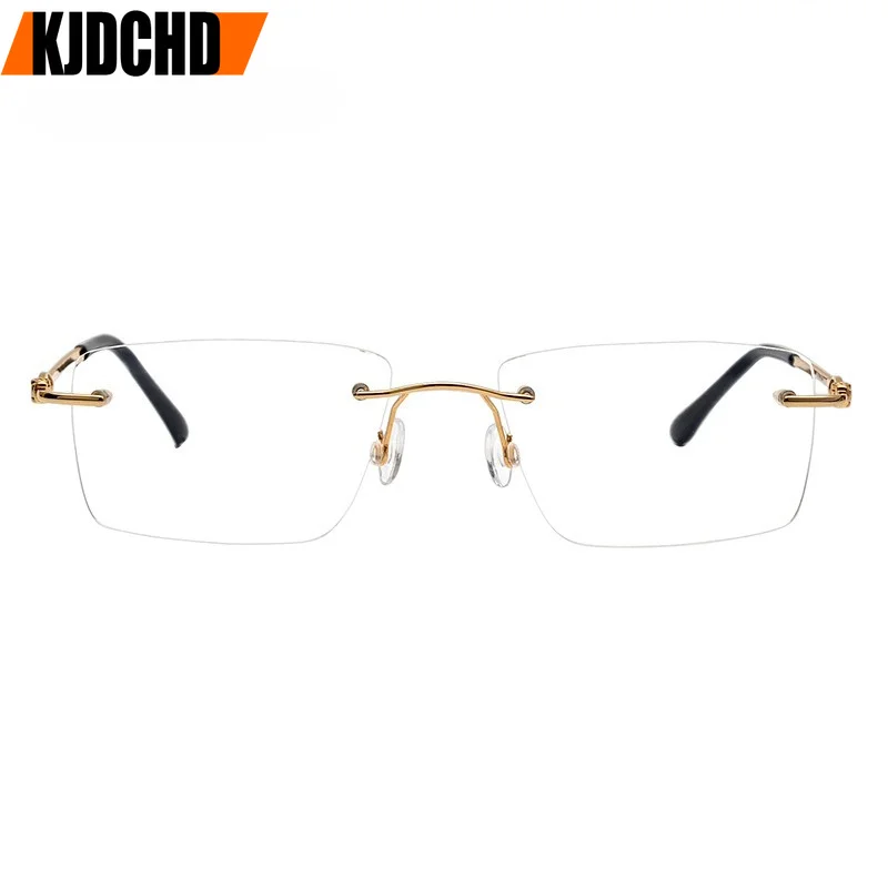 KJDCHD Pure Titanium Rectangle Rimless Glasses Frame Simple Fashion Men Women Eyeglasses Light Weight Frameless Spectacles