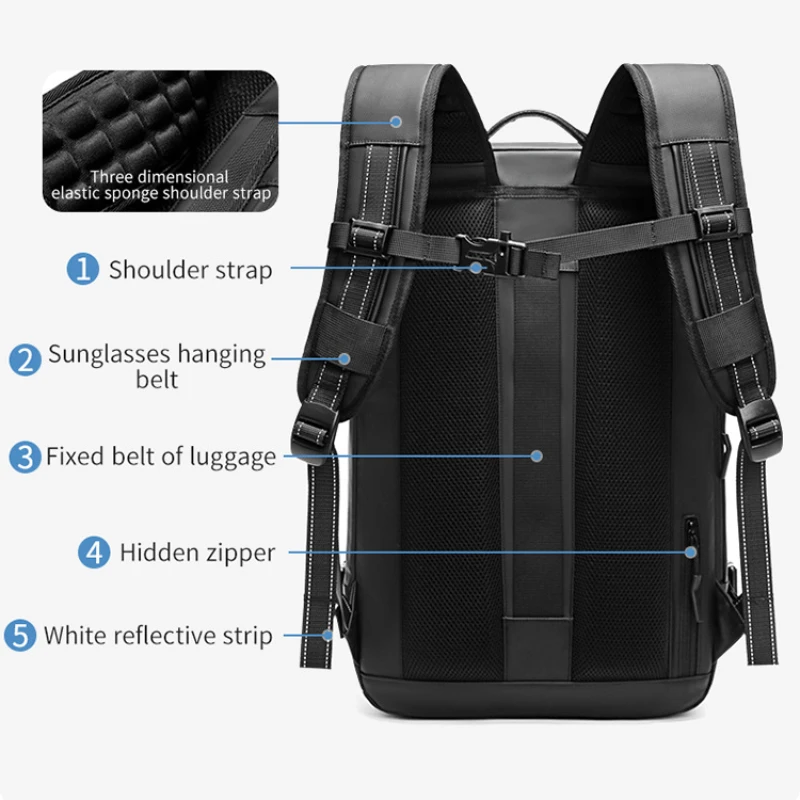 17inch Vacuum Compression Backpack with Air Pump Expandable Airback Man Waterproof Business Travel Backpack College Laptop Bag