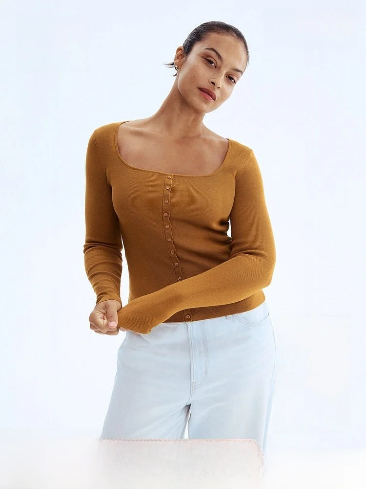 

Красный вязаный свитер HM, женский модный базовый слой, весенний повседневный кардиган с V-образным вырезом, облегающий крой, 30339