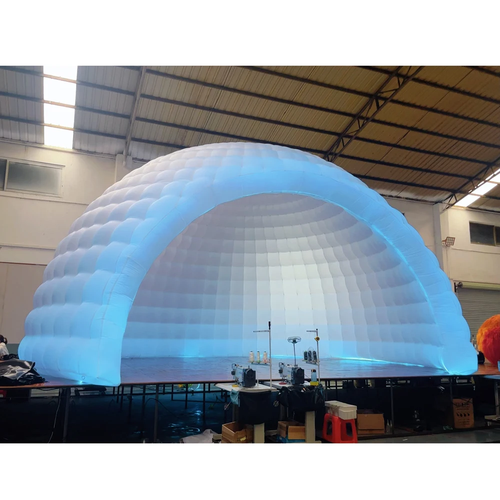 Tente dôme gonflable Led colorée, Igloo gonflable luxueux avec souffleur, maison à bulles d'air blanches pour événements en plein Air