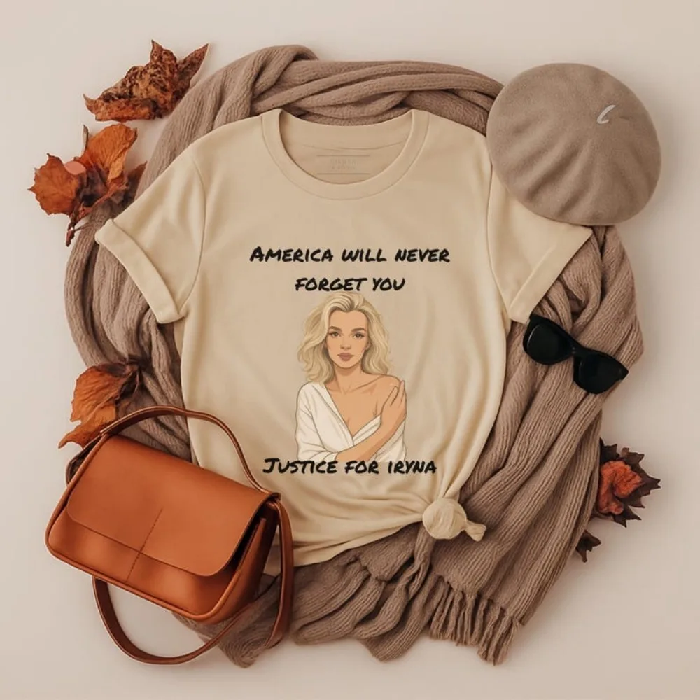 العدالة لـ Iryna Zarutska التي شيرت أمريكا لن ننسى أبدًا تي شيرت ولاية كارولينا الشمالية ملابس الحروف النسائية البلوز #2