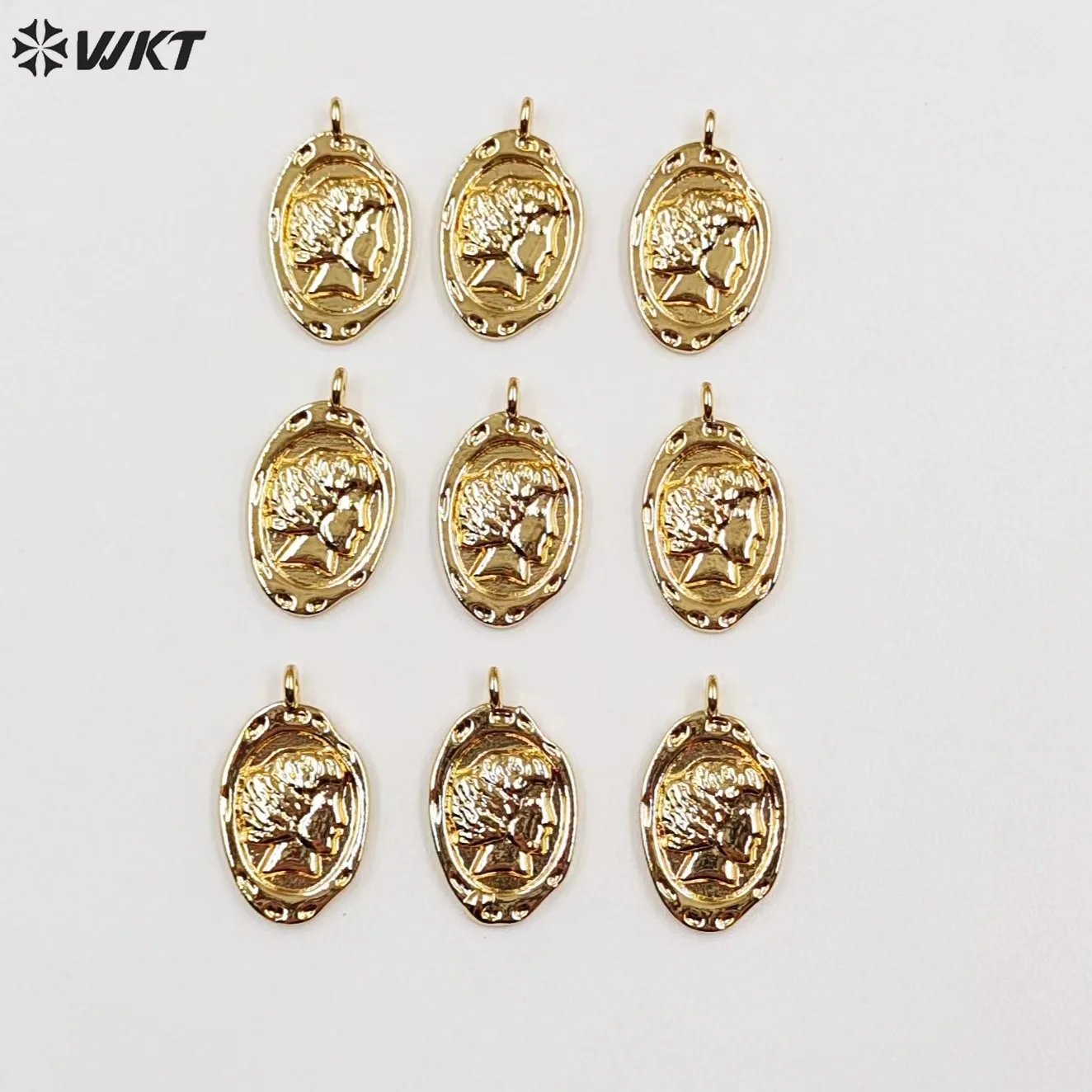 WT-P1934 New Arrival 18K Gold Tiny 10mm Figurine Charms Yellow Brass Can Make Of Chain Necklace Personality Decorative