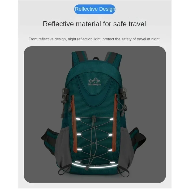 Mochila de senderismo impermeable multifuncional de gran capacidad, diseño reflectante nocturno, 50L