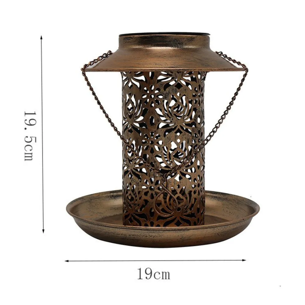Garden Lantern Solar Bird Feeder Garden Foraging Perch Decorative Light Effects Lantern At Night Illuminates 6-12 Hours