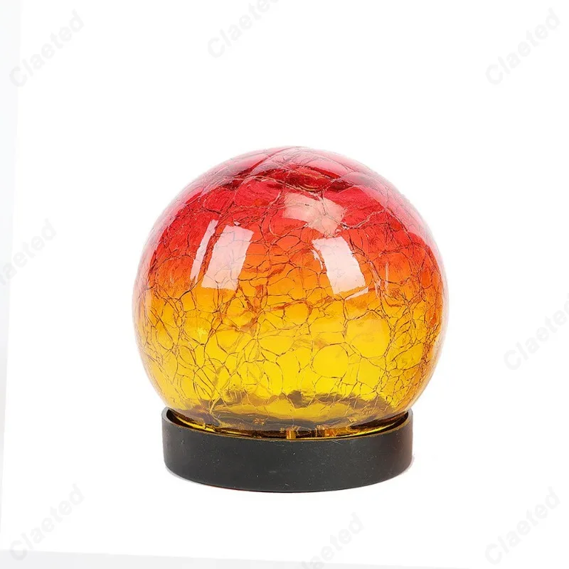 New LED Solar Gradient Red Crack Ball Light Outdoor Waterproof Courtyard Garden Lawn Decorative Atmosphere Lighting