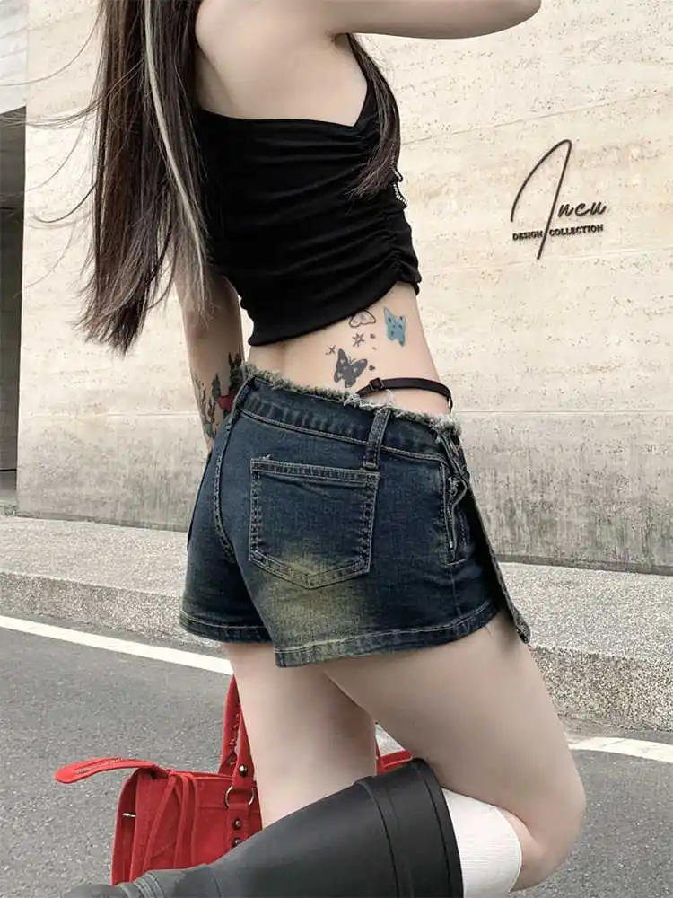 تنورة نسائية صغيرة من قماش الدنيم 2000s جمالية هاراجوكو يابانية منخفضة الارتفاع كوكيت جيارو تصميم أمريكي عتيق عالي الشارع Kpop Y2k