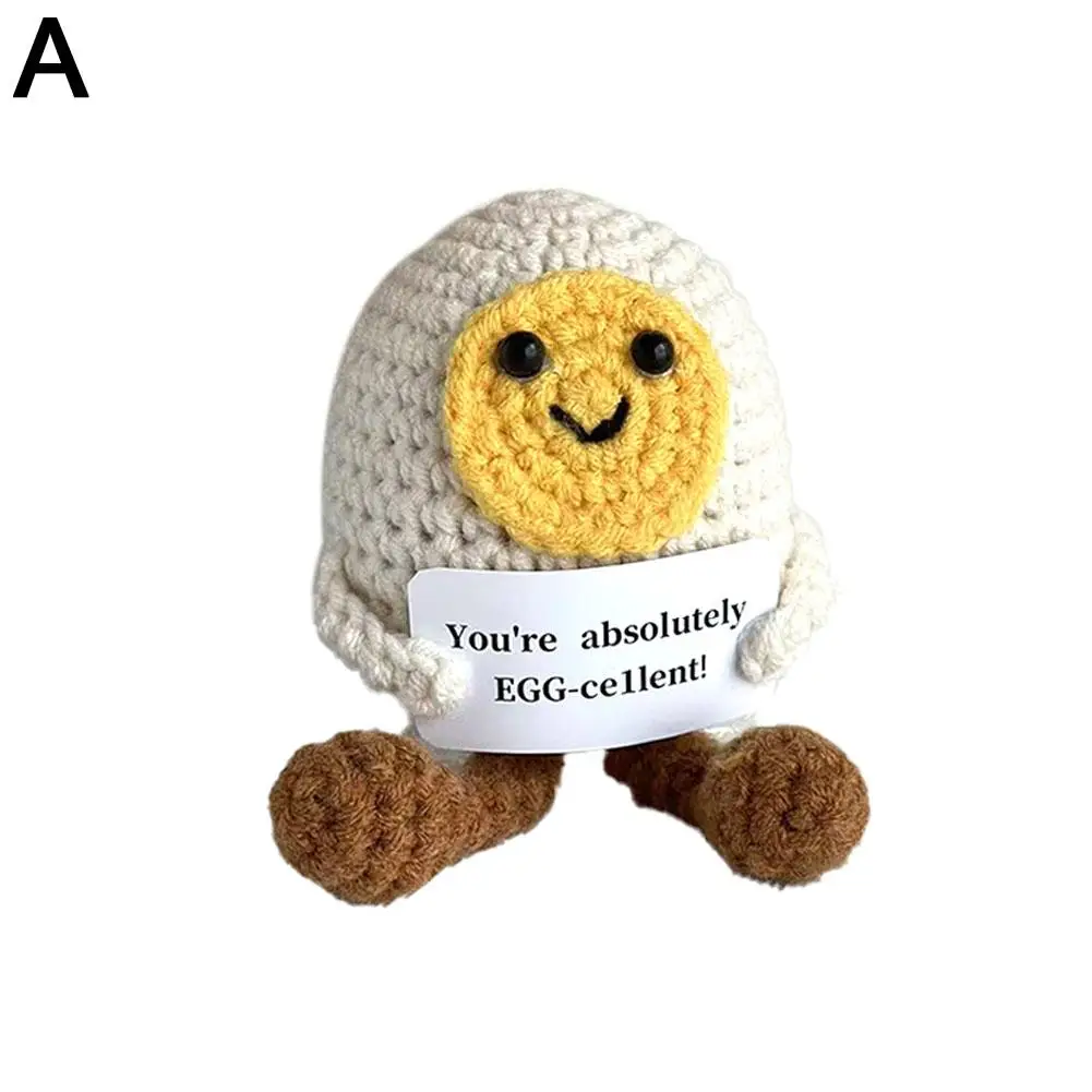 Divertido muñeco de huevo de energía positiva de ganchillo, decoración para la habitación del hogar, tarjeta de regalo de Navidad con adorno Artificial de escritorio de oficina N0J9