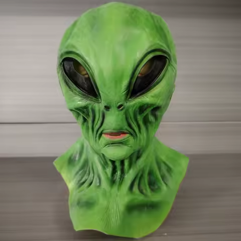 Alien latex mask headgear, Halloween horror and funny holiday costume, cosplay, escape room, haunted house
