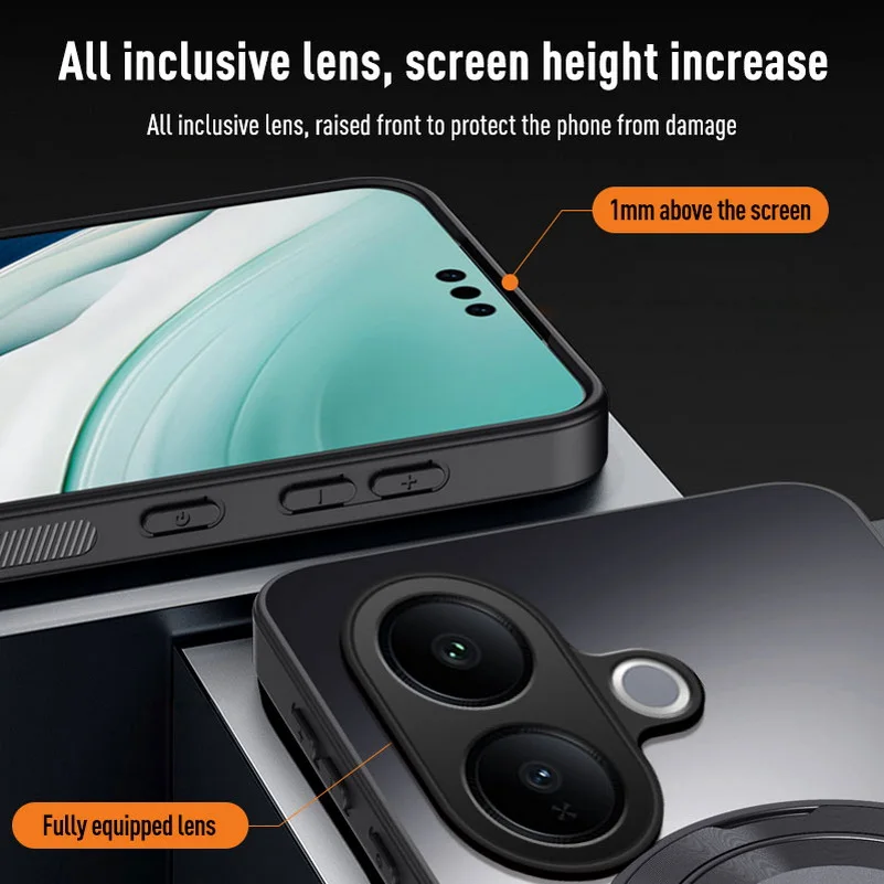 AG マットバックパネルメタル磁気ブラケットケース VIVO V60 Lite スリムカバー用