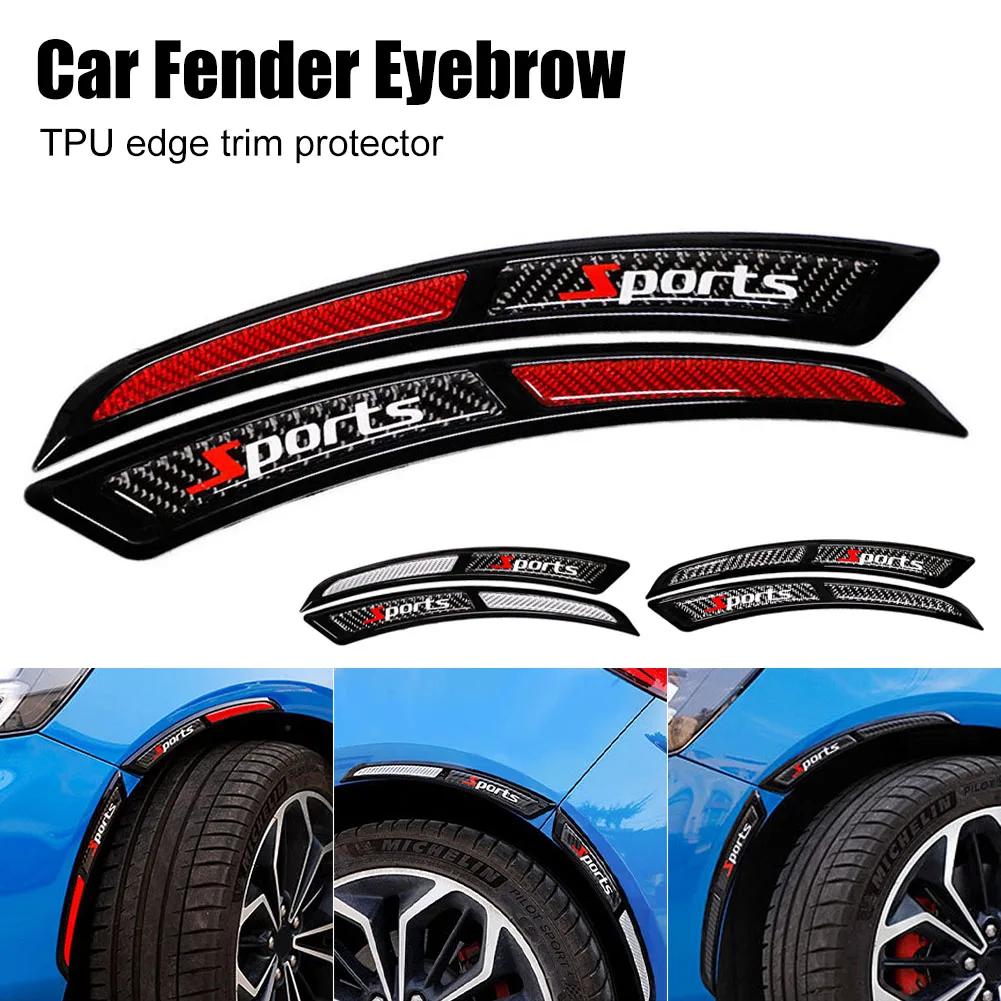 

1Pair Car Wheel Eyebrow Universal Self Adhesive Fender Flare Protector Anti-Collision Arc Trim Lip Strips Carbon Fiber Stickers