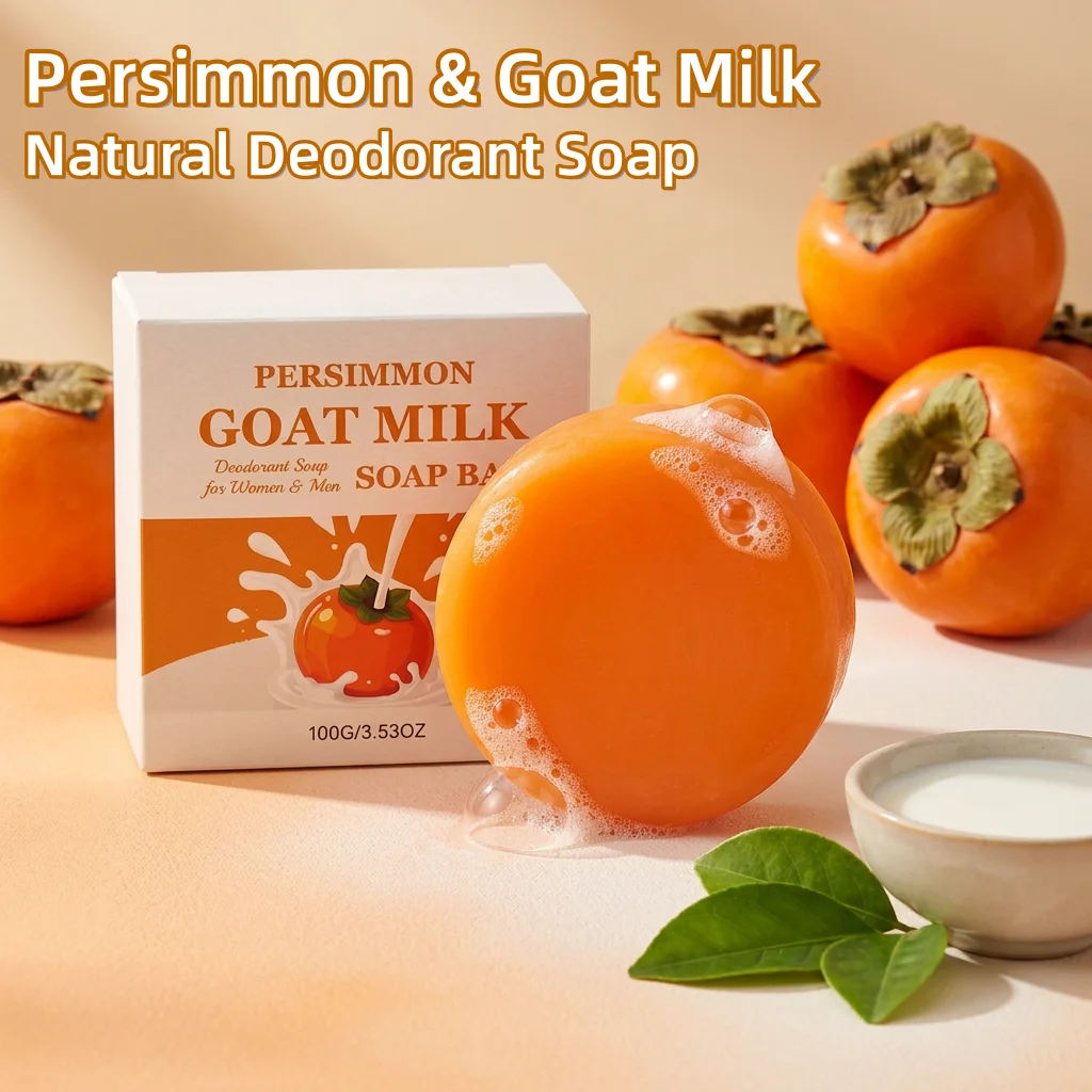 Persimmon Soap Remove Body Smell Oil Control Keep Skin Refresh Natural Deodorant Facial Body Cleansing Soap Bar With Goat Milk