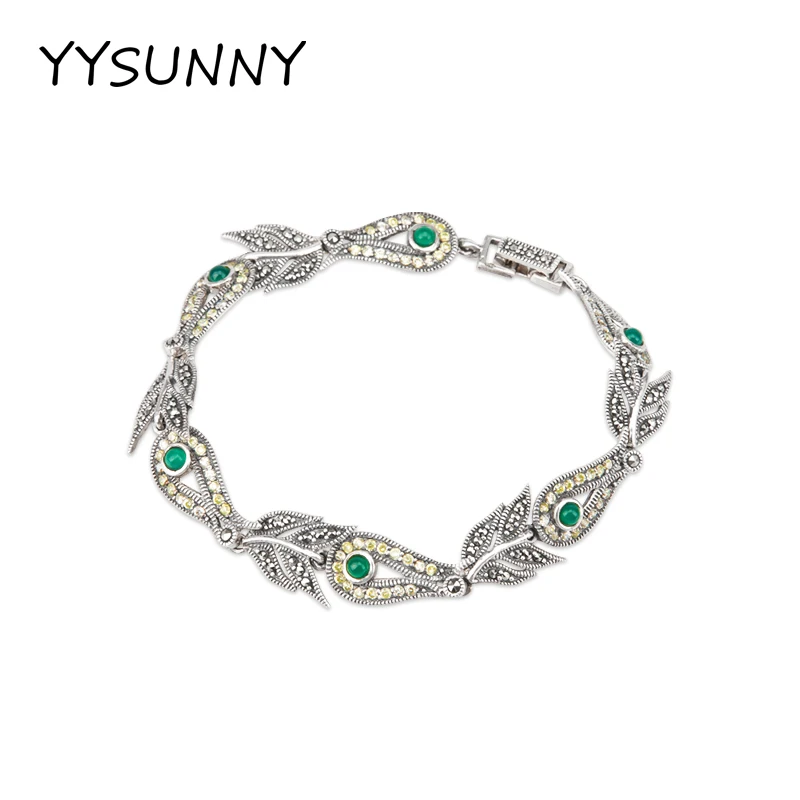 

YYSUNNY Vintage Flower Bracelet Real 925 Sterling Silver Natural Carnelian Bracelet Ladies Luxury Wedding Engagement Jewelry