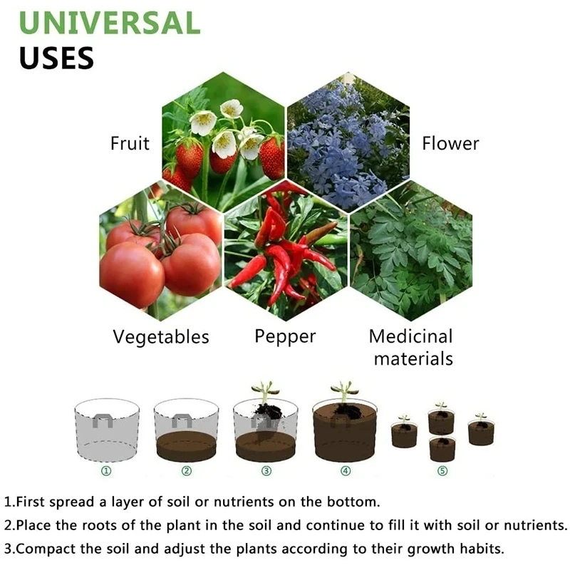 Felt Grow Bag Garden Raised Planting Bed Rectangle Plant Nursery Pot Portable Flower Vegetable Tomato Potato Planters Container