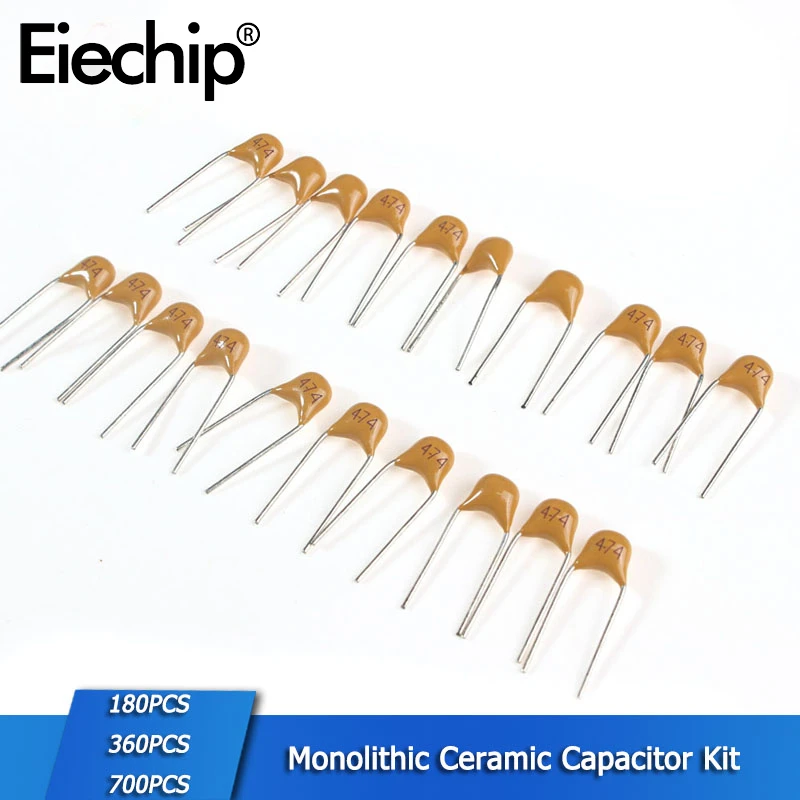 180-700PCS Single Chip Ceramic Capacitor Kit 50V  Single Stone Capacitor Pack 20PF 22PF 220PF 47NF 10NF 0.1UF 1UF 102 104 105