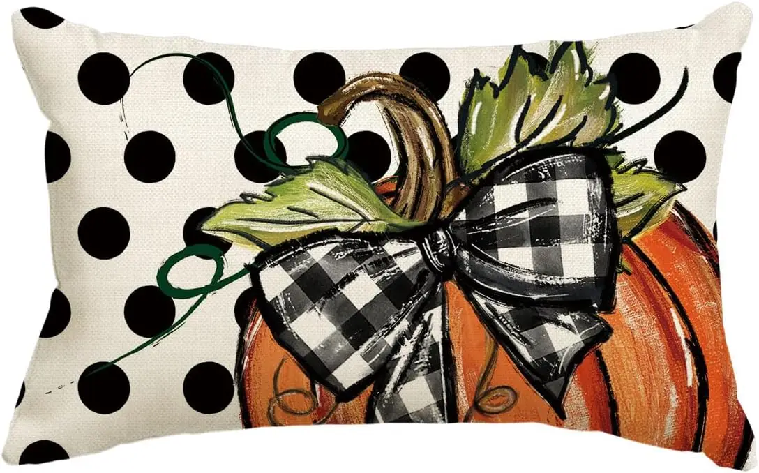 Decoratieve kussenhoes herfst oranje 30x50 cm huistextiel interieur woonkamer bankhoes slaapkamer accessoires herfsthoes rits