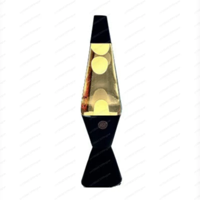 Black Base Lava Lamp Golden Wax Liquid Conical Glowing Lava Night Light Decorative Mood Lamp For Home Bedroom