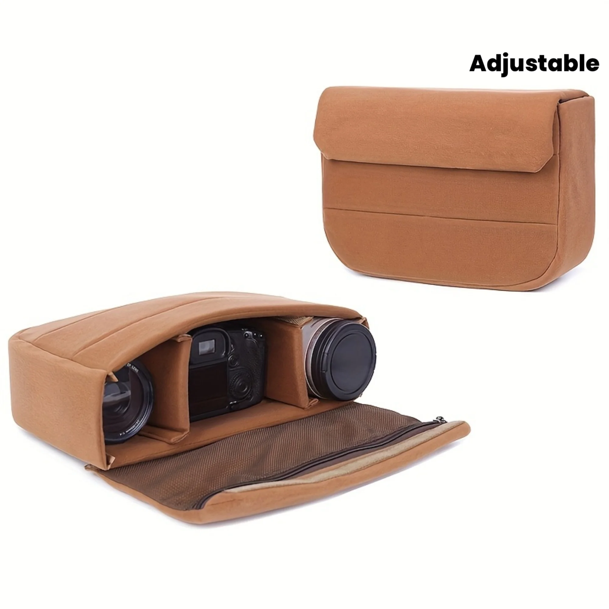 Stoßfeste Gepolsterte Kamera-Einsatztasche mit Verstellbaren Trennwänden Langlebige Polyester-Innentasche für Canon Nikon Sony DSLR-Kameras