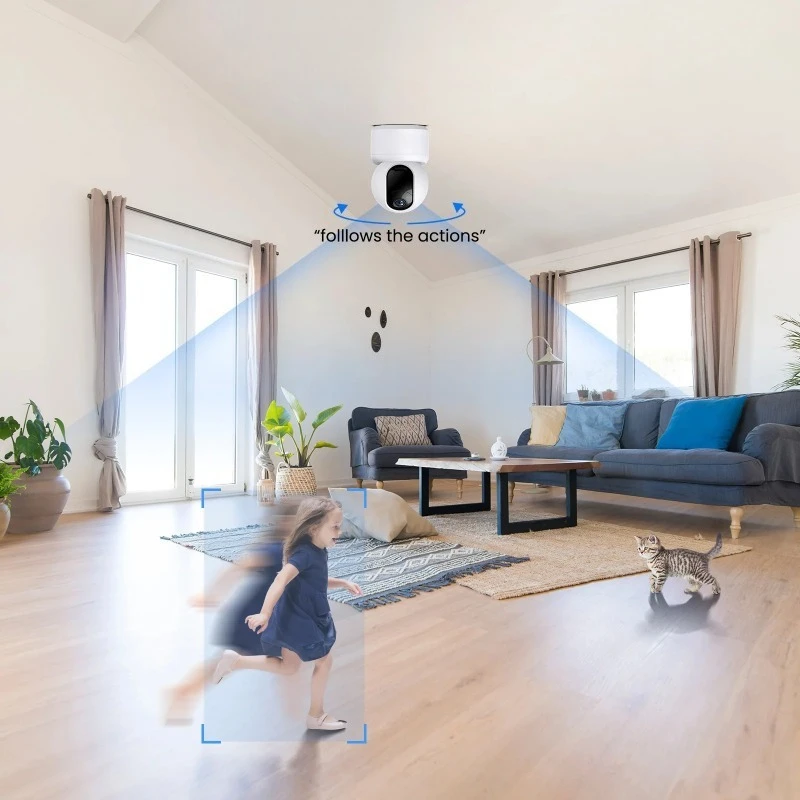 

новая внутренняя камера безопасности 2K для дома с беспроводным Wi-Fi, монитор для ребенка/няни/домашних животных/собак, 360° ° Обнаружение движения, двустороннее аудио