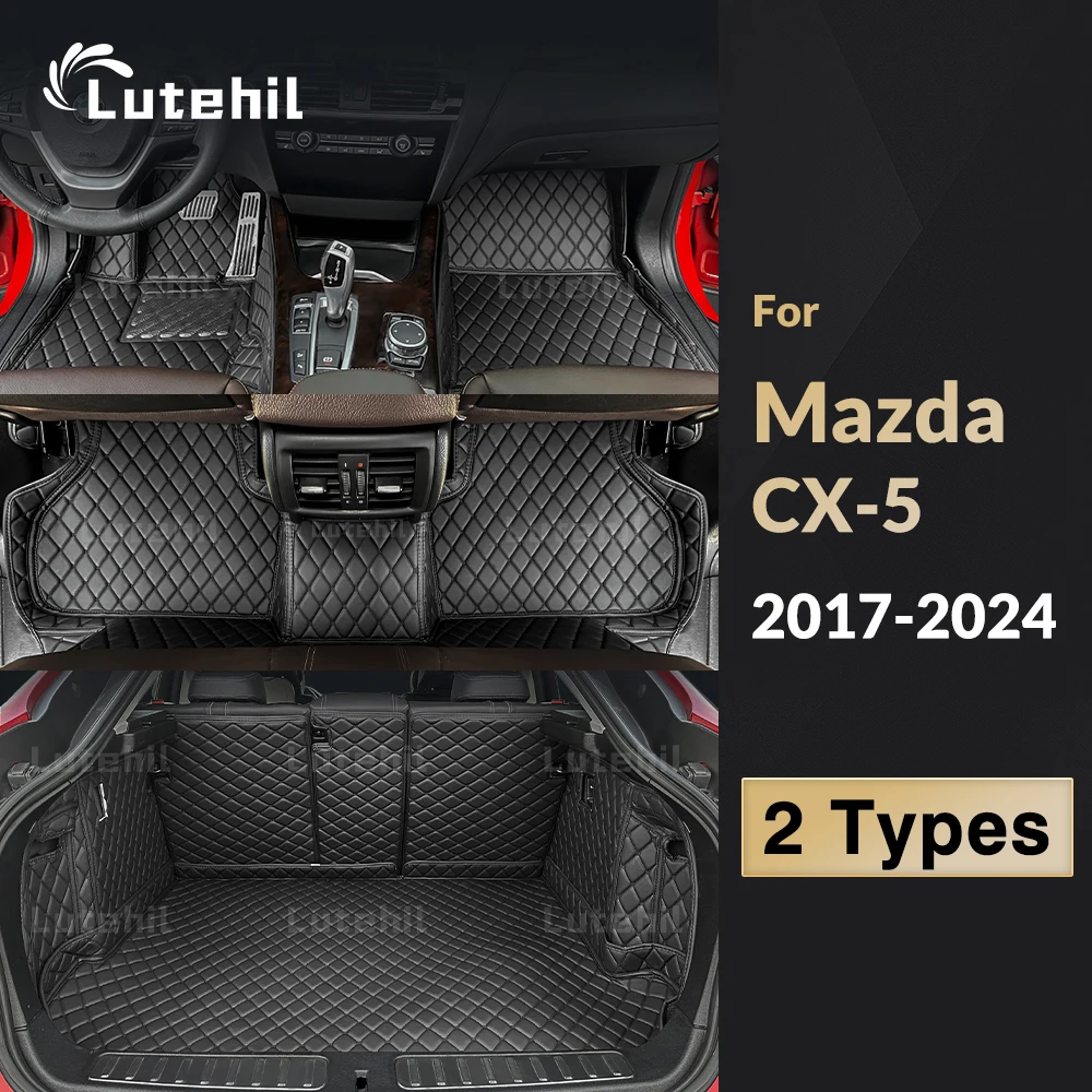 Lutehil Tappetini Auto Per Mazda CX-5 2017 2018 2019 2020 2021 2022 2023 2024 Bagagliaio di Un\'auto Zerbino Rilievi Del Piede Tappeto Accessori