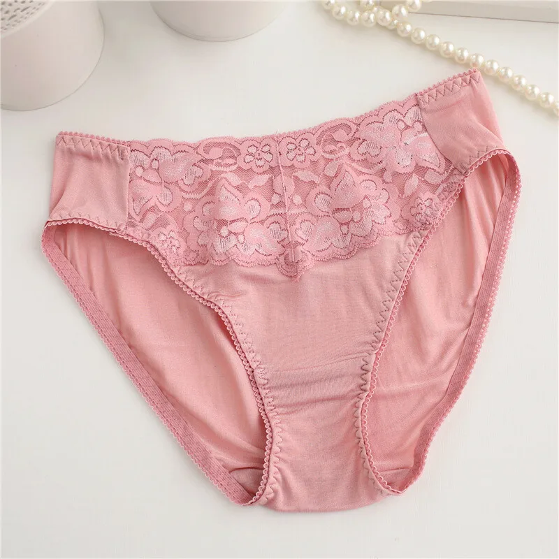 Roupa íntima feminina de seda amoreira, cuecas finas e legais de renda baixa, calças femininas com sensação nua