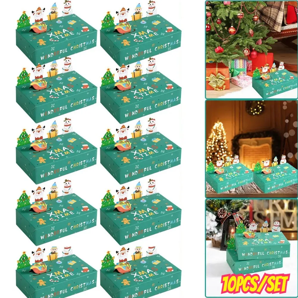 

10pcs/set Cartoon Christmas Candy Gift Box Kids Favor Cookie Boxs 2025 Christmas Party Decorations Welcome To The New Year 2025