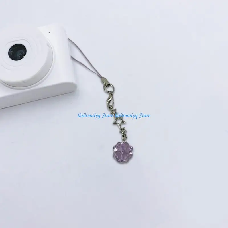 573B Sparkling Crystal Clovers Mobile Chain Crystal Clovers Smartphone Strap Accessory Charm for Style Enhancement