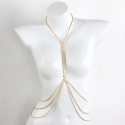 Fashionable Hanging Neck Style Sexy Style Multi-layer Rhinestone Chest Chain Nightclub Party Women's Body Chain Jewelry