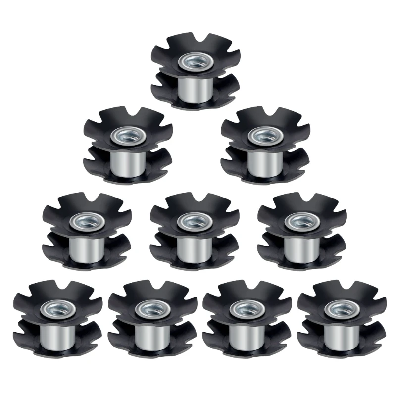 10Pcs Bike Headset Star Nut Bicycles Headset Hanging Cores Fangled Nut Fastening Bolts for Forks 1-1/8Inch 28.6mm