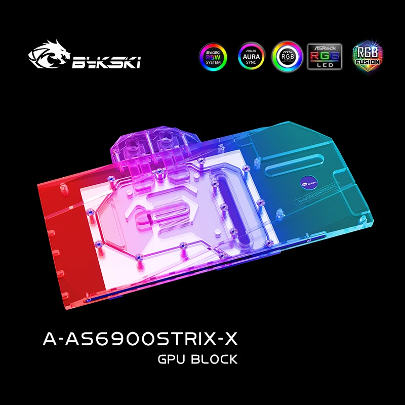 Imagem -04 - Bykski A-as6900strix-x Gpu Bloco para Asus Rog Strix lc Rx6900xt O16g Gaming Cobertura Completa com Placa Traseira Vga Gpu Líquido Cooler