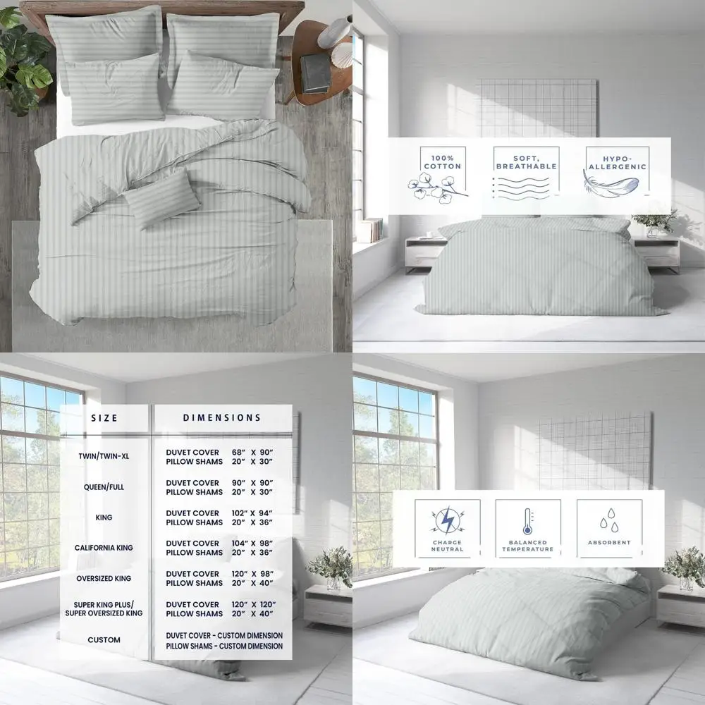 

Ultra Soft Premium 600 Thread Count Egyptian Cotton Queen Size Duvet Cover - Durable Comforter Cover for Luxurious Sleep