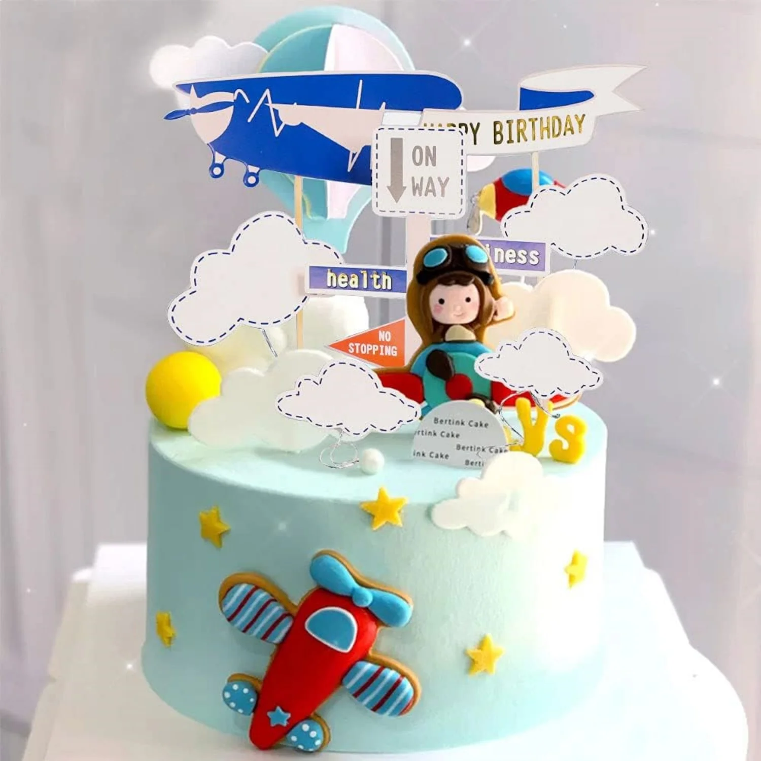 LaVenty Flugzeug-Kuchenaufsatz, Flugzeug-Kuchendekorationen, Flugzeug-Kuchenaufsatz für Zeitfliegen, 1. Geburtstagsdekorationen – Detail 4